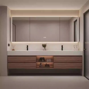 Modern Solid Wood Vanity with Marble Countertop Lacquer Cabinet Doors Concealed Storage for Bedroom Use - Product Image 5