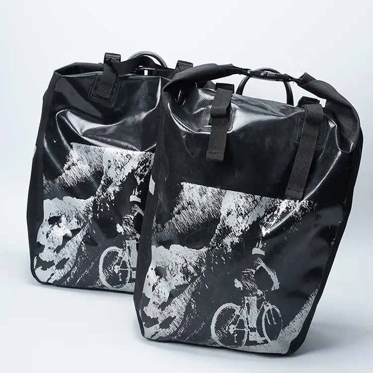 Custom Waterproof PVC Bike Frame Bags Set Clip-on Bicycle Transport Pannier Black Cycling Accessories