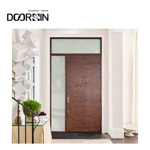 Best Price Custom Intelligent Adjustable Sidelight Wooden Doors Houses Exterior Front Entry Doors