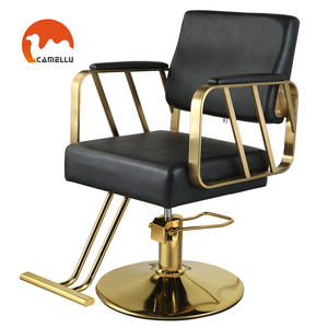 Poltrona Moderna per Salone Nera e Oro, Sedie da Parrucchiere per Stazione di Lavoro Femminile - Product Image 1