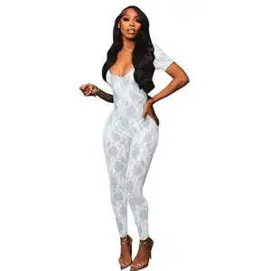 2024 New Products Fishnet Catsuit Fashion Lace Backless Mesh Jumpsuit Sexy Jumpsuits For Women