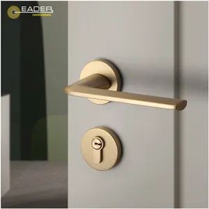 EADER-Mango de cobre puro para cerradura de puerta interior, manija de puerta de diseño simple para villa de lujo, 2022