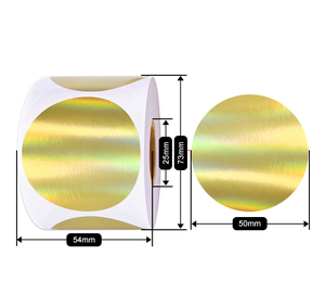 Holographic vàng 2 ''vòng tròn vòng trực tiếp nhiệt nhãn cuộn có thể in không thấ<span class=keywords><strong>m</strong></span> nước dán logo - Product Image 2