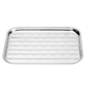 กระทะย่างสี่เหลี่ยมสแตนเลส 34.5x24x2.5 ซม. ระบายน้ำมันได้ สำหรับย่างบาร์บีคิว เนื้อ ปลา แคมป์ปิ้ง - Product Image 2