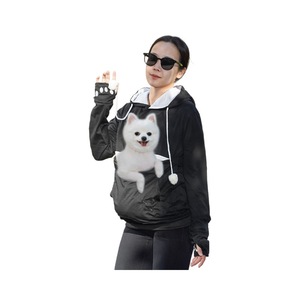 Hooded <b>Pet</b> <b>Carrier</b> Sweatshirt With Large Front Pocket For Dogs And Cats Casual Winter Wear Full Sleeve Jersey Fabric - Product Image 5