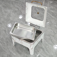 Luxe 6L marbre motif or acier inoxydable restauration ensemble mariage Buffet serveur divisé intérieur chauffe-plat présentoir alimentaire