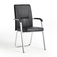 Chaise de bureau pour visiteurs en cuir, design moderne, simple et économique, avec accoudoirs