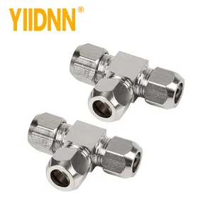 KTE Bite Type Copper Tee Coupling 3 Way Connector Piece Tube Quick Connect 1 Touch Tee Air Pneumatic Fittings