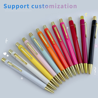 Logo personnalisé hexagonal macaron stylo à bille Morandi cadeau publicitaire 1.0mm matière plastique jaune corps traitement des taches en métal