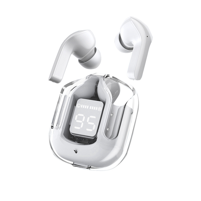 Clear Shell TWS Earbuds LED Digital Battery Display Waterproof In-Ear Design Comfortable Fit Wireless Earphones ENC Noise