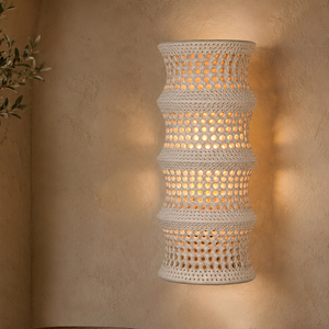 Wabi Sabi Ceramic Wall <b>Light</b> White Hollow Shade Indoor Decorative <b>Sconce</b> Warm Ambient Hallway Bedroom Lamp - Product Image 1