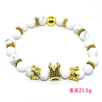 2025 hommes à la mode pierre volcanique perlée pour Bracelet Style classique or couronne charme pierre naturelle Jade bijoux pour l'Islam