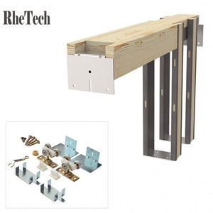 WEKIS 72-Inch Steel Pocket Sliding Barn Door Hardware Set with Screw Installation for Outdoor Home Hotel Warehouse Carbon Steel - Product Image 2