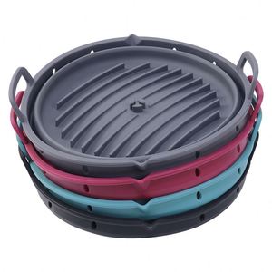 Custom 8.5 Inch 22CM Reusable Non-stick Silicone Oven Baking <b>Tray</b> Foldable Pan Air Fryer <b>Basket</b> Air Fryers Liner Silicone Pot - Product Image 6