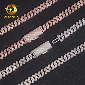 Nouveautés Bijoux Hip Hop Or Rose 925 Argent Baguette 8mm Moissanite Cuban Link Chain - Product Image 2