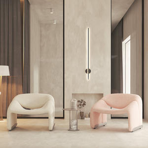 Nordic Style Single <b>Sofa</b> Chair Soft Upholstered M Shape Crab Chair Living Room Minimalist Design - Product Image 2