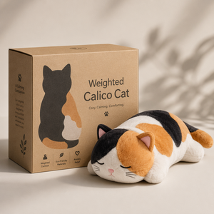 Peluche de Gato Ultra Suave con Cuentas de Vidrio para Aliviar la Ansiedad, Regalo de Apoyo Emocional - Product Image 1