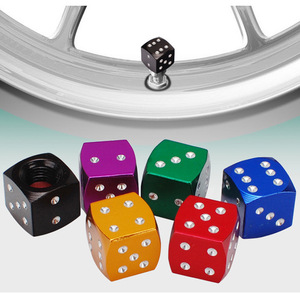 Aluminum Alloy Dice Pattern Valve <b>Caps</b> For Car Tires 8V1 Size Decorative <b>Dust</b> Covers Five Colors Available - Product Image 2