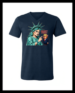 T-Shirt Unisex Quiet Piggy Liberty Edition con Scollo a V, Manica Corta, Stampa Grafica Digitale, Abbigliamento Promozionale - Product Image 1