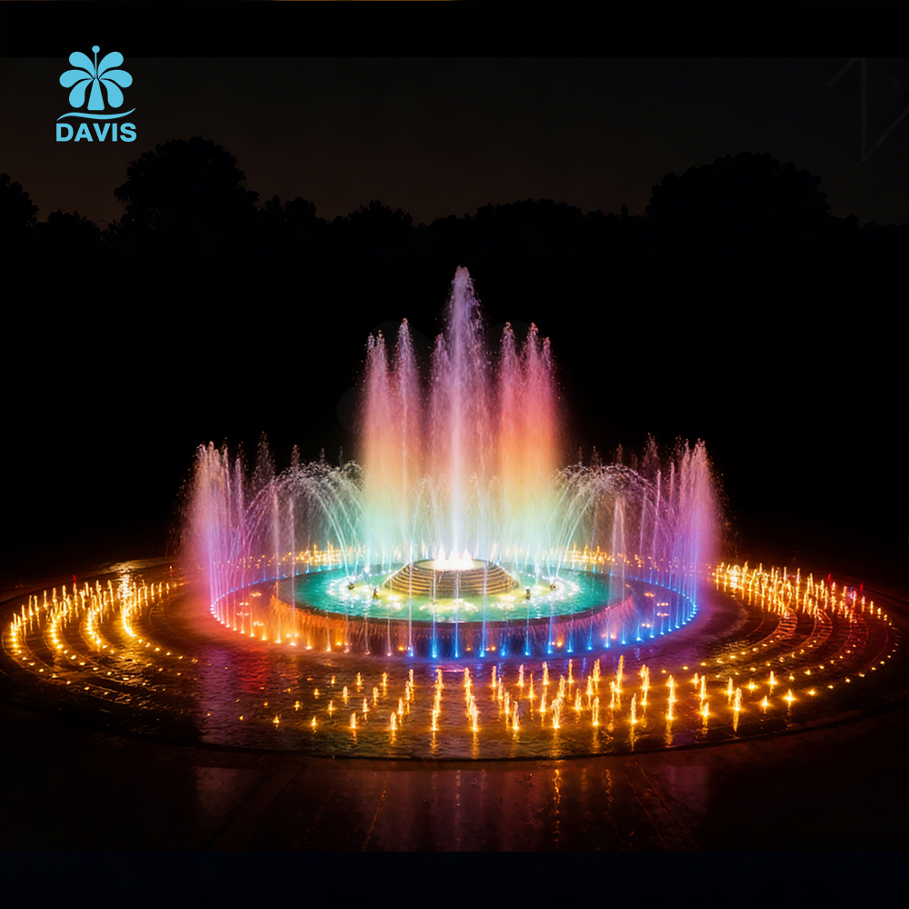 Dryland Musical Fountain with RGB Led Lighting, Professional Dancing Fountain with PLC/DMX Control