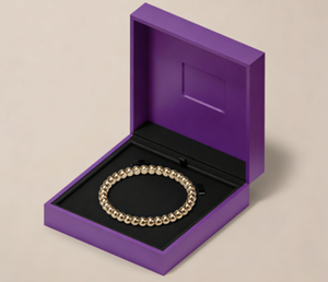 Logo personnalisé pour boîte à bagues et boîte d'emballage de bijoux en cuir PU violet haut de gamme - Product Image 2