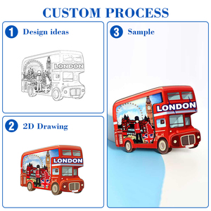 Aimants de réfrigérateur en forme de bus, souvenirs touristiques personnalisés Travelpro, logo personnalisé, dessin animé 3D en MDF - Product Image 3