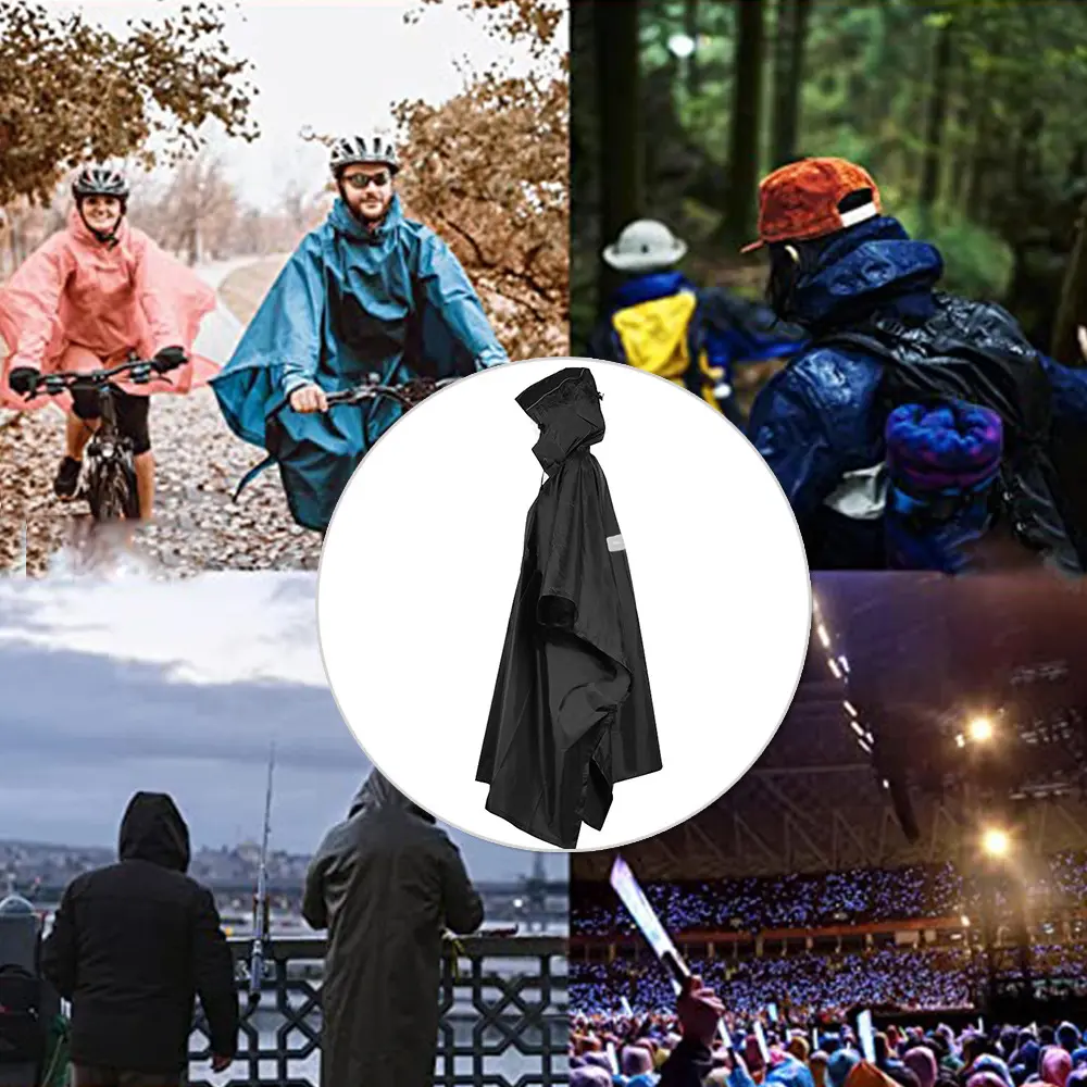 Capa de chuva para caminhadas em poliéster, capa de chuva camuflada para passeios ao ar livre, pu à prova d'água