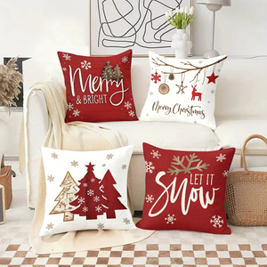 Coussins décoratifs de Noël pour une ambiance chaleureuse dans le salon, avec des sapins, des rennes et des flocons de neige pour la saison des fêtes. - Product Image 2