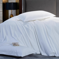Ensemble de draps de lit en coton blanc 200TC de qualité supérieure OEM ODM, 40 pièces, bord brodé, taille personnalisée disponible, qualité hôtel 5 étoiles