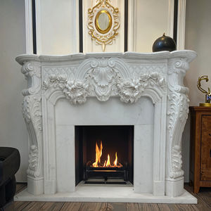 Cornice per Camino da Interno di Alta Qualità in Marmo Francese Scolpito a Mano Materiale Lapideo per Soggiorno Hotel e Appartamento - Product Image 1