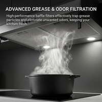 Extractor de humos de cocina delgado de pared, de acero inoxidable plateado, con motor potente, Color Origin
