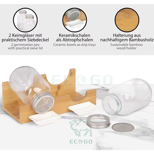 Bandejas <span class=keywords><strong>de</strong></span> cerámica Sprout Glass Set Kit <span class=keywords><strong>de</strong></span> germinación <span class=keywords><strong>de</strong></span> bambú Tapa <span class=keywords><strong>de</strong></span> tamiz <span class=keywords><strong>de</strong></span> acero inoxidable Estante <span class=keywords><strong>de</strong></span> drenaje - Product Image 5