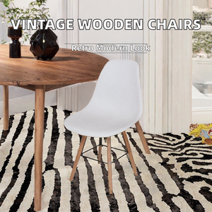 Wholesale Midcentury-style <b>Plastic</b> <b>Dining</b> <b>Chairs</b> Leather Upholstery Wooden Legs-Multiple Colors for Home Bar Hotel School More - Product Image 2