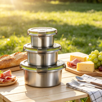 Boîtes alimentaires isothermes en acier inoxydable, hermétiques, empilables, compatibles micro-ondes, pour fruits et légumes