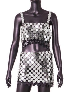Nouveauté Sexy Nightclub Color Matching Sequin Outerwear Vest Suit Set - Product Image 6