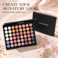 Palette de fards à paupières multichromes nacrés tons terreux personnalisée en marque propre, 40 couleurs, longue tenue pour un look naturel