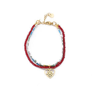 Bracelet personnalisé en <span class=keywords><strong>cordon</strong></span> <span class=keywords><strong>Liberty</strong></span> avec perles, double couche, charme cœur, bracelets d'amitié - Product Image 6