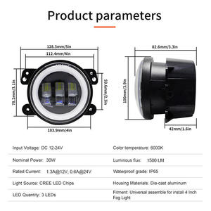 Luces <span class=keywords><strong>LED</strong></span> <span class=keywords><strong>de</strong></span> Conducción <span class=keywords><strong>de</strong></span> 3.5 Pulgadas, Anillo Halo Blanco Natural, DRL, <span class=keywords><strong>Ojo</strong></span> <span class=keywords><strong>de</strong></span> Ángel, Lámpara Antiniebla, Impermeable, 60W, Luz Diurna, 12V, 6000K, Nueva Llegada - Product Image 2