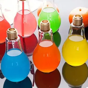 Оригинальный логотип, креативная светящаяся светодиодная лампочка, чашка, многоразовая, для фруктов, молока, сока, напитков, пластиковая бутылка для воды с соломинкой