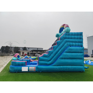 Structure gonflable commerciale pour jardin, avec <span class=keywords><strong>toboggan</strong></span> aquatique tropical, château sauteur et <span class=keywords><strong>piscine</strong></span>, thème Macarons et Marbre - Product Image 5