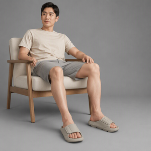 <span class=keywords><strong>Sandales</strong></span> à bout ouvert pour hommes, été, semelle épaisse, doublure en mesh EVA, fermeture velcro, semelle massante absorbant les chocs - Product Image 4