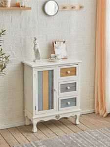 باب متأرجح واحد صغير معاد تدويره من الصنوبر ونصف الارتفاع مع رف قابل للتعديل مع 3 أدراج - Product Image 4