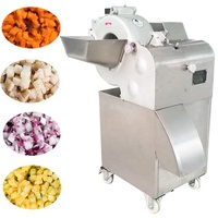 Elektrische tomaten snijmachine, multifunctionele commerciële gemberblokjes snijmachine voor fruit- en groenteverwerkingsbedrijven