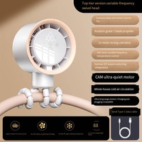 Mini ventilateur de refroidissement portable sans lame, rechargeable par USB, pince à trépied flexible, conception de poulpe pour poussettes, utilisation en voiture en extérieur