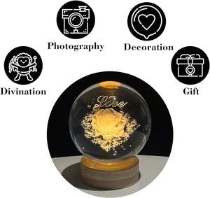 Оптовая продажа, художественный хрустальный шар, ночник, 3d светящаяся Солнечная система, хрустальный шар, украшение, светодиодная ночь - Product Image 4