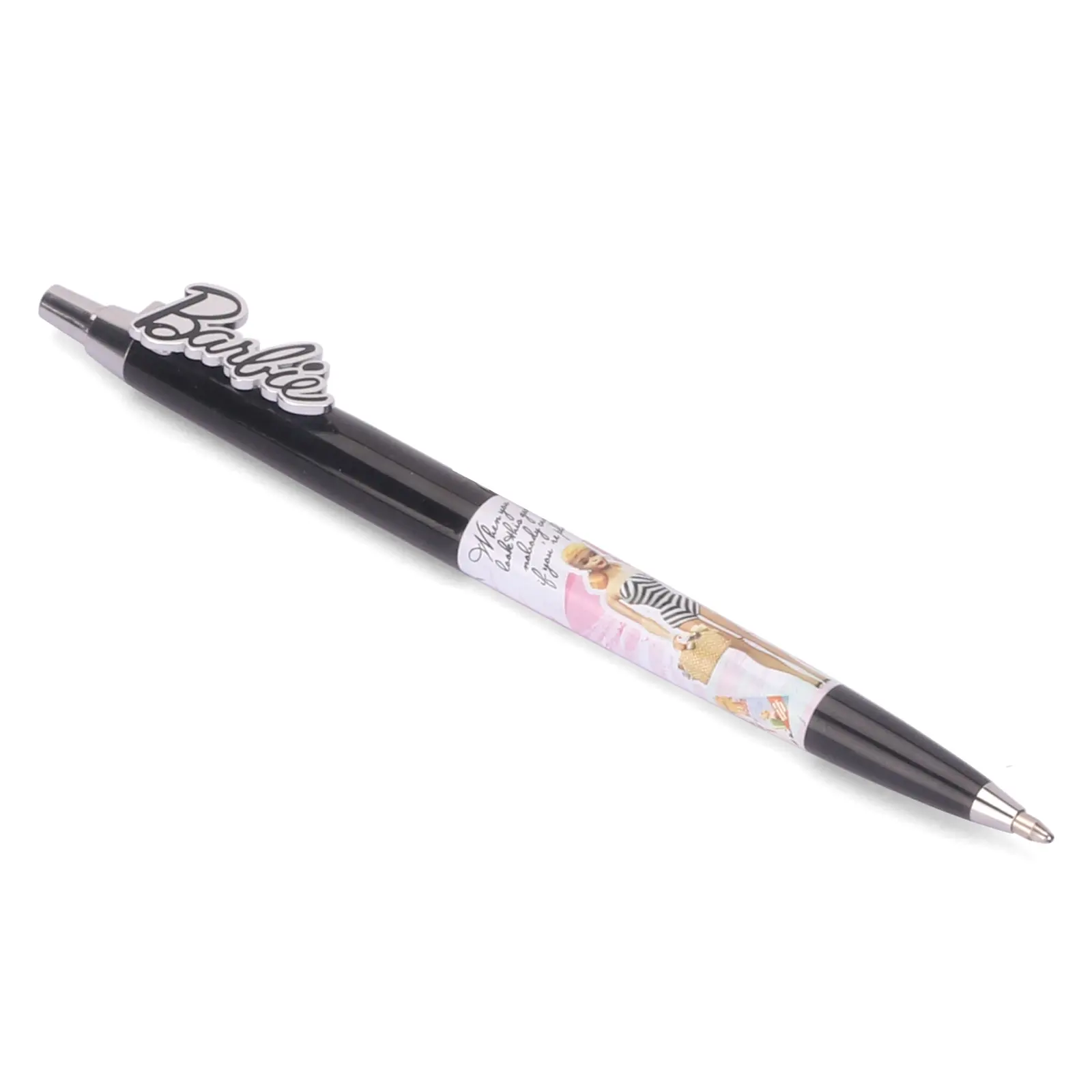 Estilo clássico Barbie Ballpoint Pen plástico bola caneta com guarnição Chrome