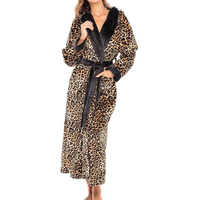 Robe en polaire pour femmes, longue robe de bain à capuche, grande taille
