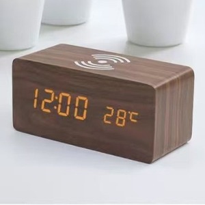 Wooden Qi Wireless Charging Alarm <b>Clock</b> <b>Digital</b> LED Table <b>Clock</b> Temperature Display Desktop Wakeup <b>Clock</b> for Bedroom - Product Image 6