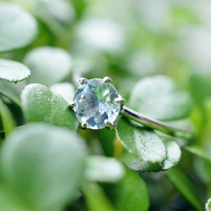 925 Sterling Silver Natural 5mm Round <b>Blue</b> Aquamarine Jewelry Simplistic Aquamarine <b>Ring</b> - Product Image 4