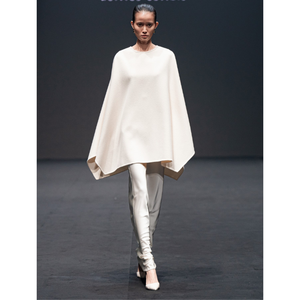 Elegante Top de mujer cuello redondo cremallera trasera KAILA EMB CASHMERE-BLEND CAPE 20% Cachemira 80% Lana Etiquetas personalizadas WHITE ANT Vietnam - Product Image 1